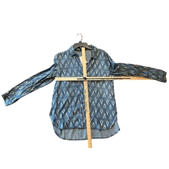 Velvet Heart Button-Up Shirt Women's Size M Gray Geometric Long Sleeve Tencel - Picture 5 of 5